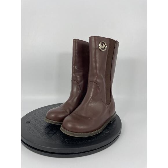 Girls Michael Kors Emma Rubie-T Leather Zip Equestrian Boots Size 7 Brow… - Picture 2 of 6